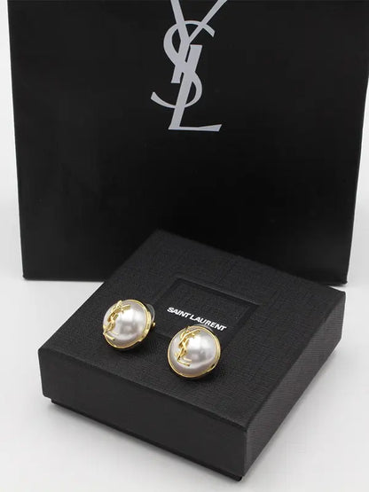 حلق ايف سان لوران بيرل لوقو قولد حلق ysl