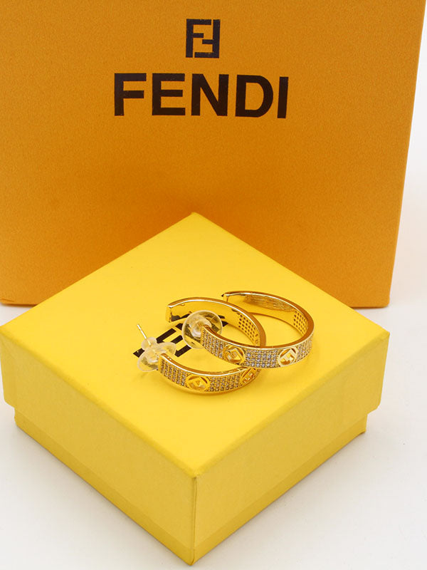 حلق فندي دائري زركون حلق fendi