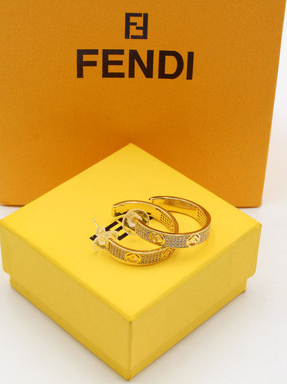 حلق فندي دائري زركون حلق fendi