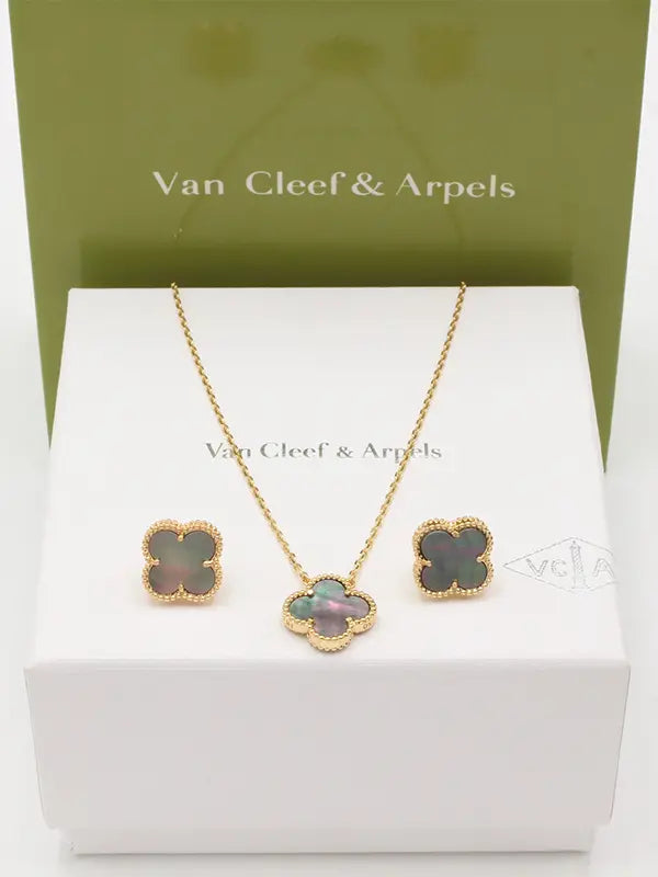 طقم فان كليف لوقو ناعم 689 اطقم van cleef رمادي ذهبي