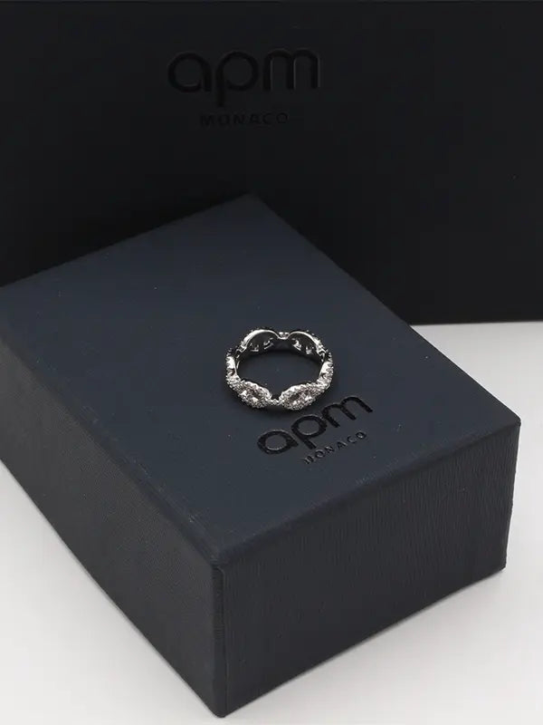 خاتم اي بي ام زركون لوقو ناعم خواتم APM فضي 6