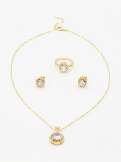 طقم سواروفسكي 3 قطع ذهبي زركون اطقم Swarovski