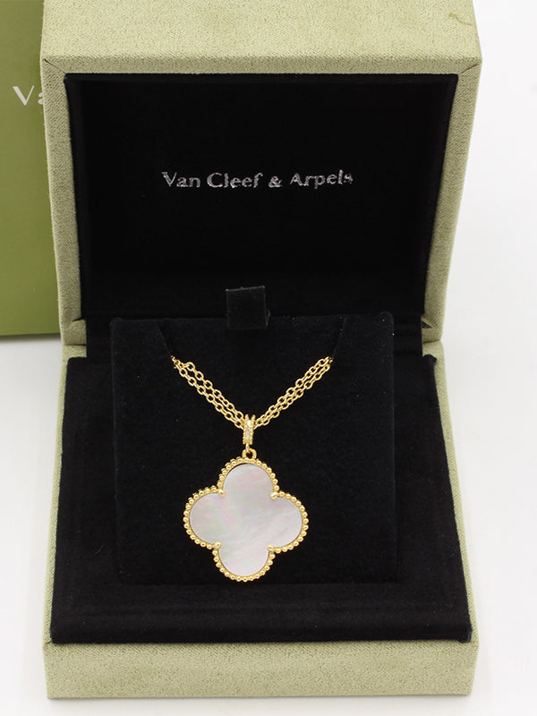 سلسال فان كليف طويل ماستر سلسال van cleef ابيض ذهبي