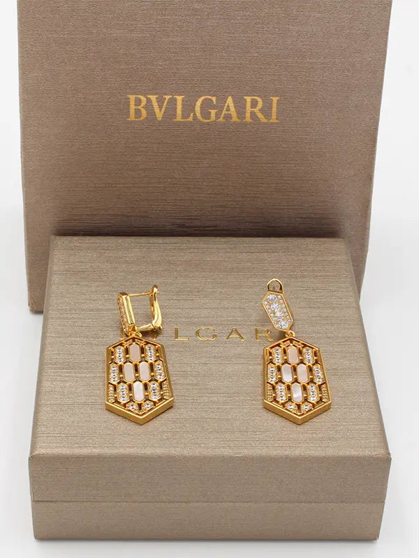 حلق بولغاري وايت شيل زركون ماستر حلق bvlgari ذهبي