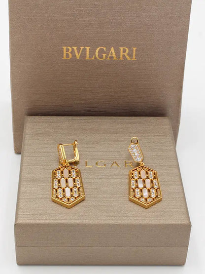 حلق بولغاري وايت شيل زركون ماستر حلق bvlgari ذهبي