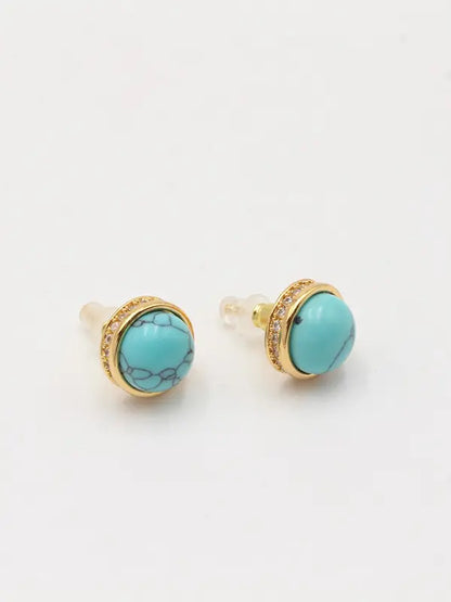 حلق حجر تركواز مدور زركون حلق new