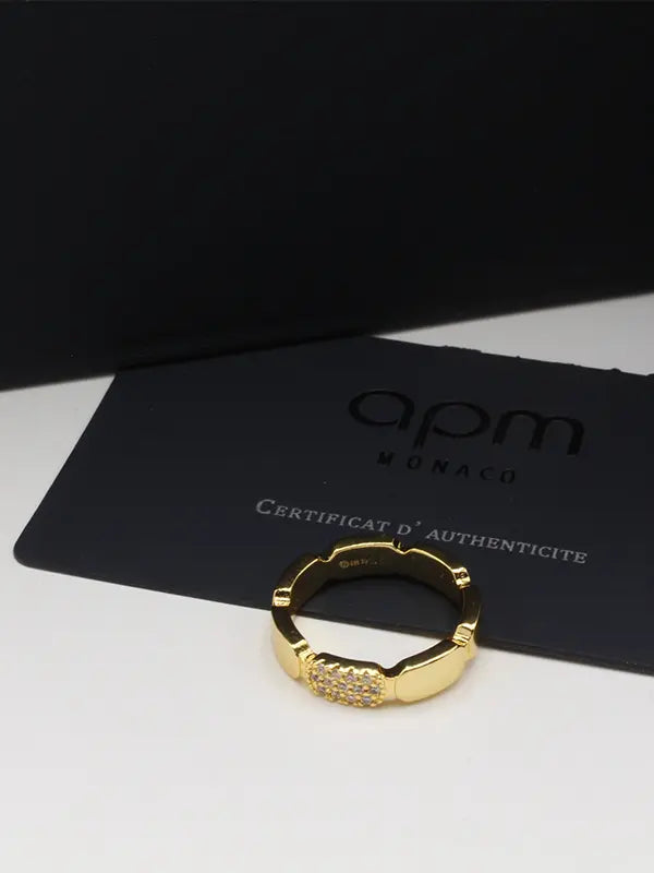 خاتم اي بي ام هاف زركون لوقو خواتم APM ذهبي 6