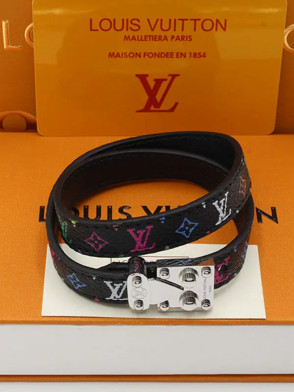 اساور لويس فيتون ليذر ماستر تو لاينز اسواره louis vuitton اسود فضي
