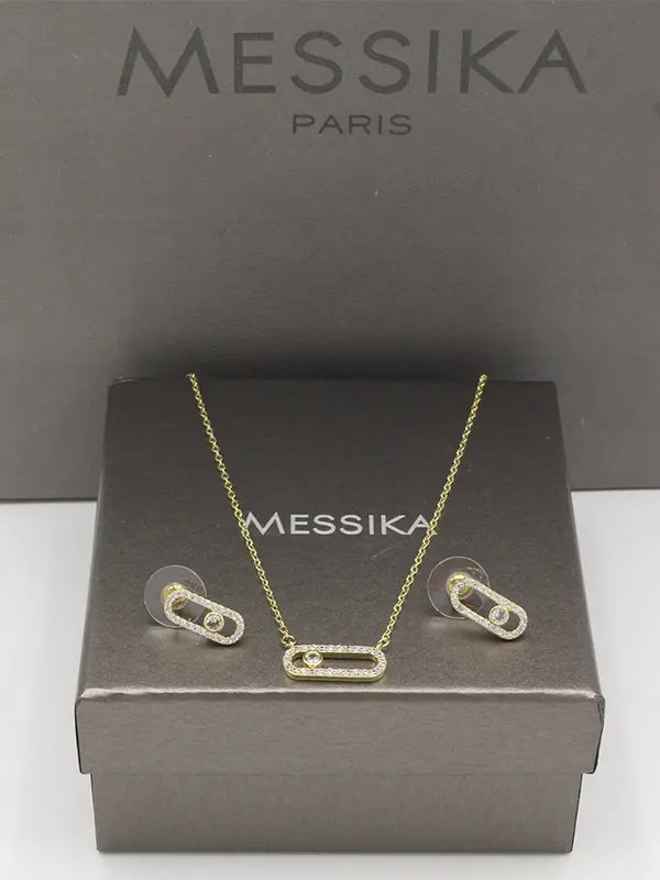 طقم ميسيكا زركون 2 قطع صغير اطقم messika ذهبي