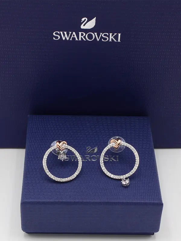 حلق سواروفسكي هارت سيركل بندنت لوقو حلق Swarovski فضي