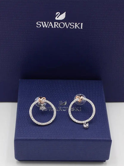 حلق سواروفسكي هارت سيركل بندنت لوقو حلق Swarovski فضي