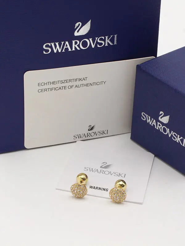 حلق سواروفسكي نيو ستون صغير لوقو حلق Swarovski ذهبي