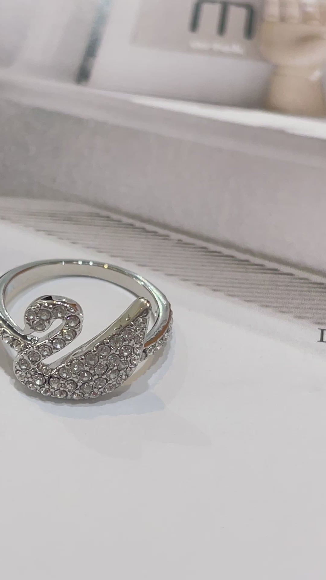 خاتم سواروفسكي سوان فضي خواتم Swarovski