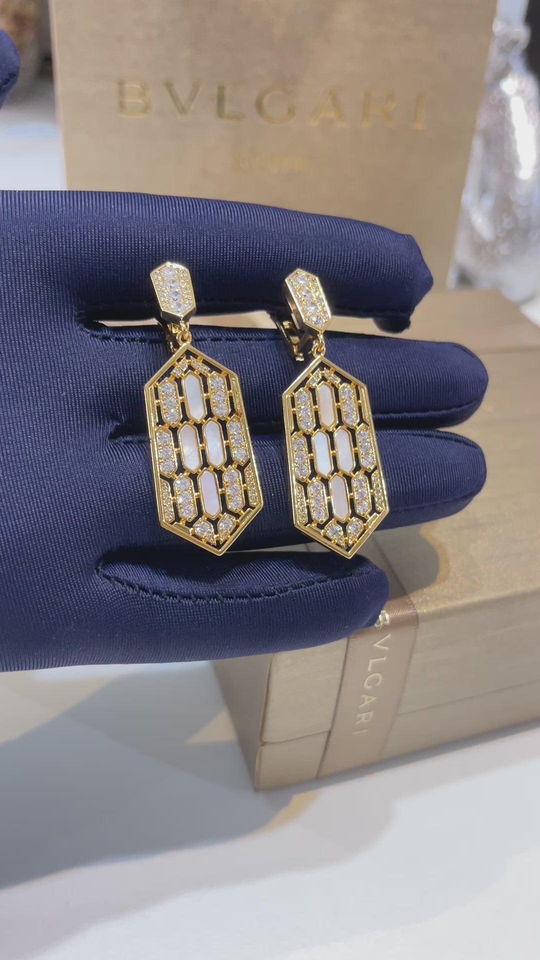حلق بولغاري وايت شيل زركون ماستر حلق bvlgari