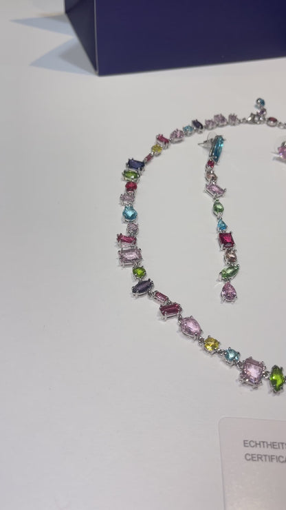 سلسال سواروفسكي عقد ملون فضي سلسال Swarovski