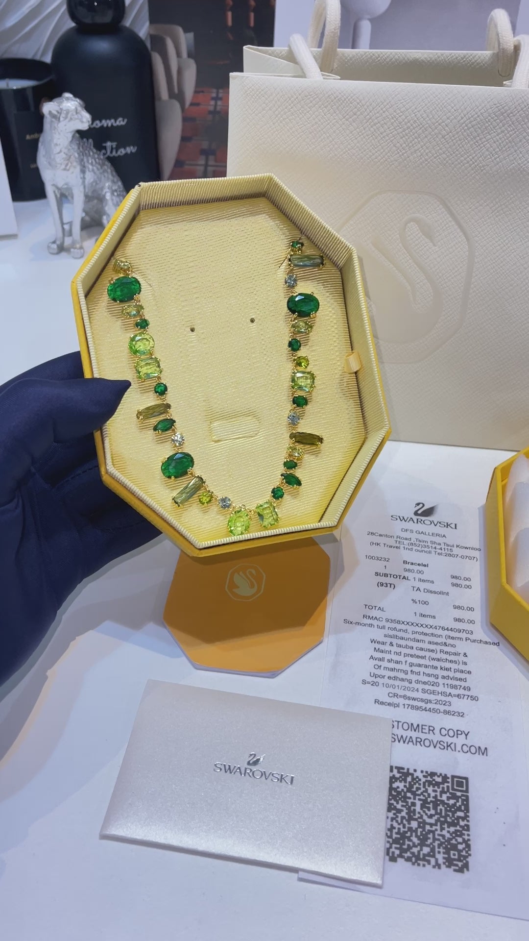 سلسال سواروفسكي عقد ملون اخضر سلسال Swarovski