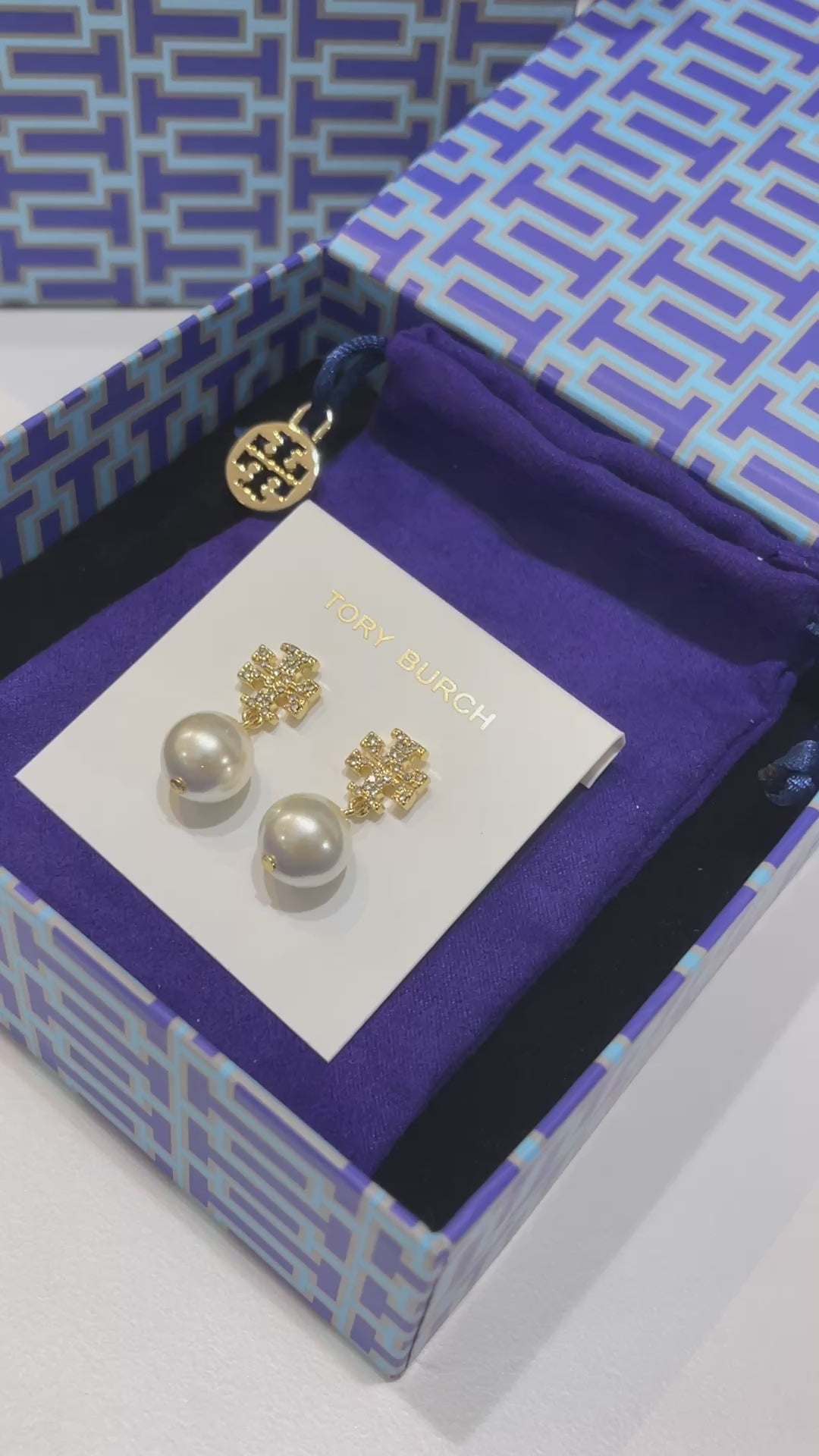 حلق توري بورش لولو كريستال ذهبي حلق tory burch