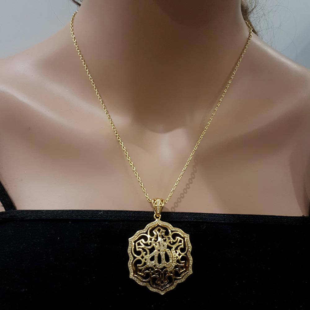 سلسال زركون بلفظ الجلاله مزخرف سلسال متوفر 2 لون  