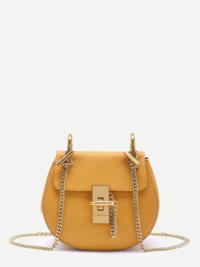 شنطه برادليت جلد بسلسله وقفل شنط وحقائب متوفر 3 لون اصفر