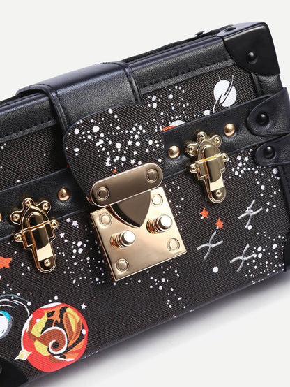 حقيبة أزياء طباعة الفضاء - سوداء شنط وحقائب متوفر 1 لون  