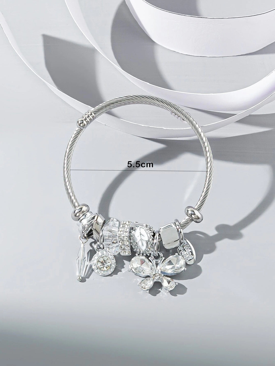 اسواره باندورا فضية فراشة كريستالية  - Jewel