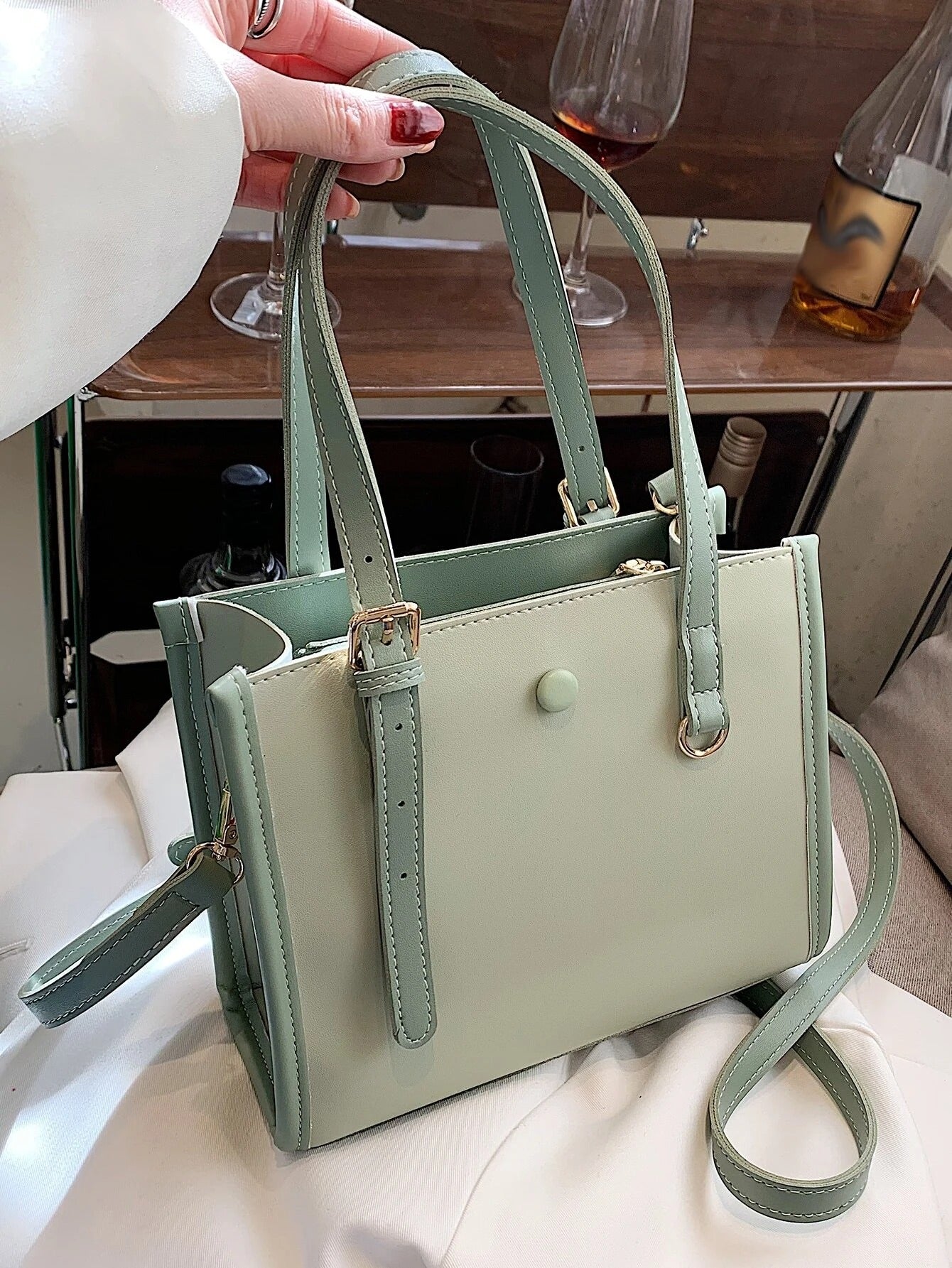 حقيبة مربعة مع شريط شنط وحقائب jewel اخضر 