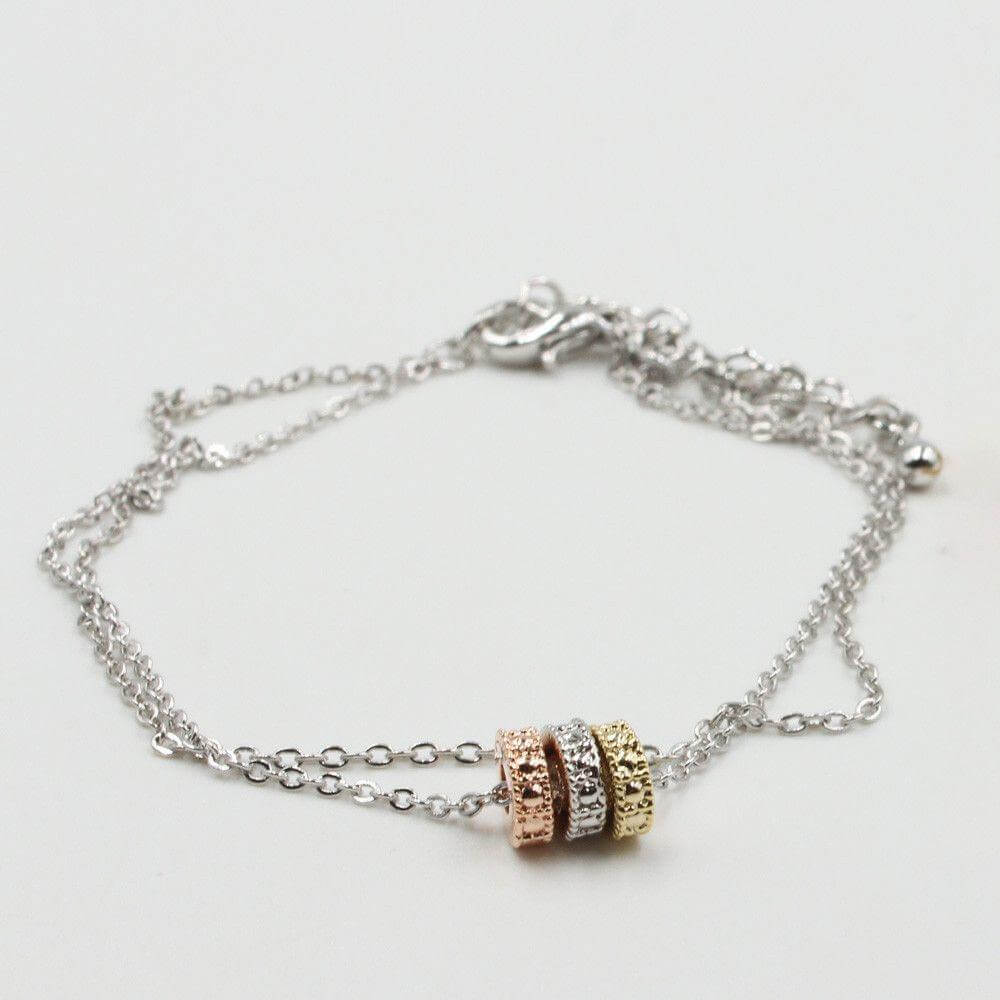 اسواره ثلاثة حلقات معدنيه ملونه اسواره متوفر 2 لون فضي