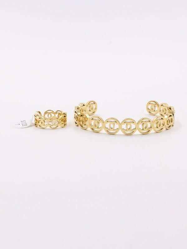 اسواره وخاتم شانيل بانقل اوبن سايز اسواره chanel ذهبي