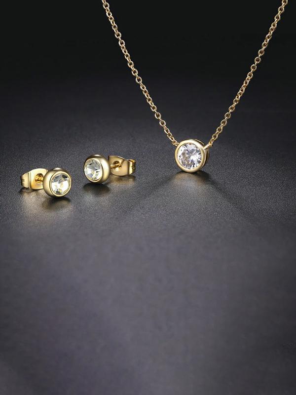 طقم فص زركون سلسال - حلق اطقم متوفر 2 لون ذهبي