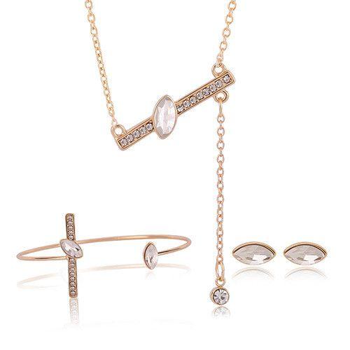 طقم كريستال دمعه ناعم من 3 قطع مطلي ذهب اطقم متوفر 1 لون ذهبي