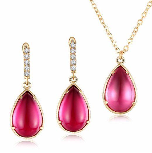 طقم زركون بشكل دمعه ناعم اطقم متوفر 6 لون