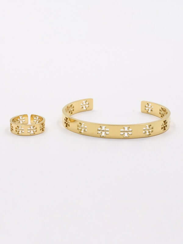اسوارة وخاتم توري بورش فلات لوقو اسواره tory burch ذهبي 7