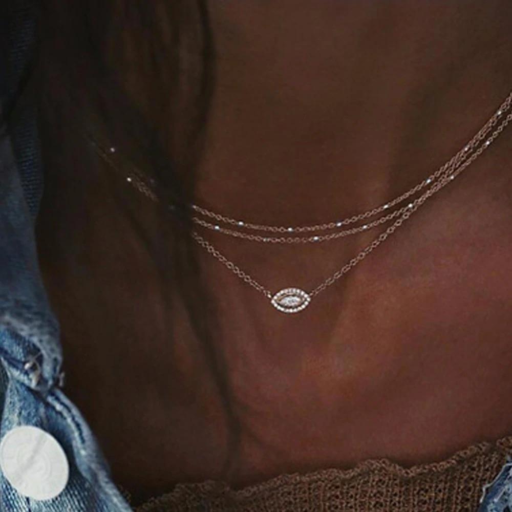 سلسال طبقات شكل عين ذهبي سلسال متوفر 1 لون