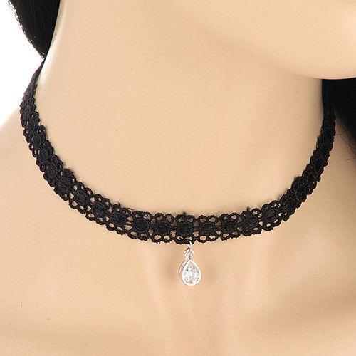 عقد مخرم اسود فص دمعه سلسال متوفر 1 لون اسود