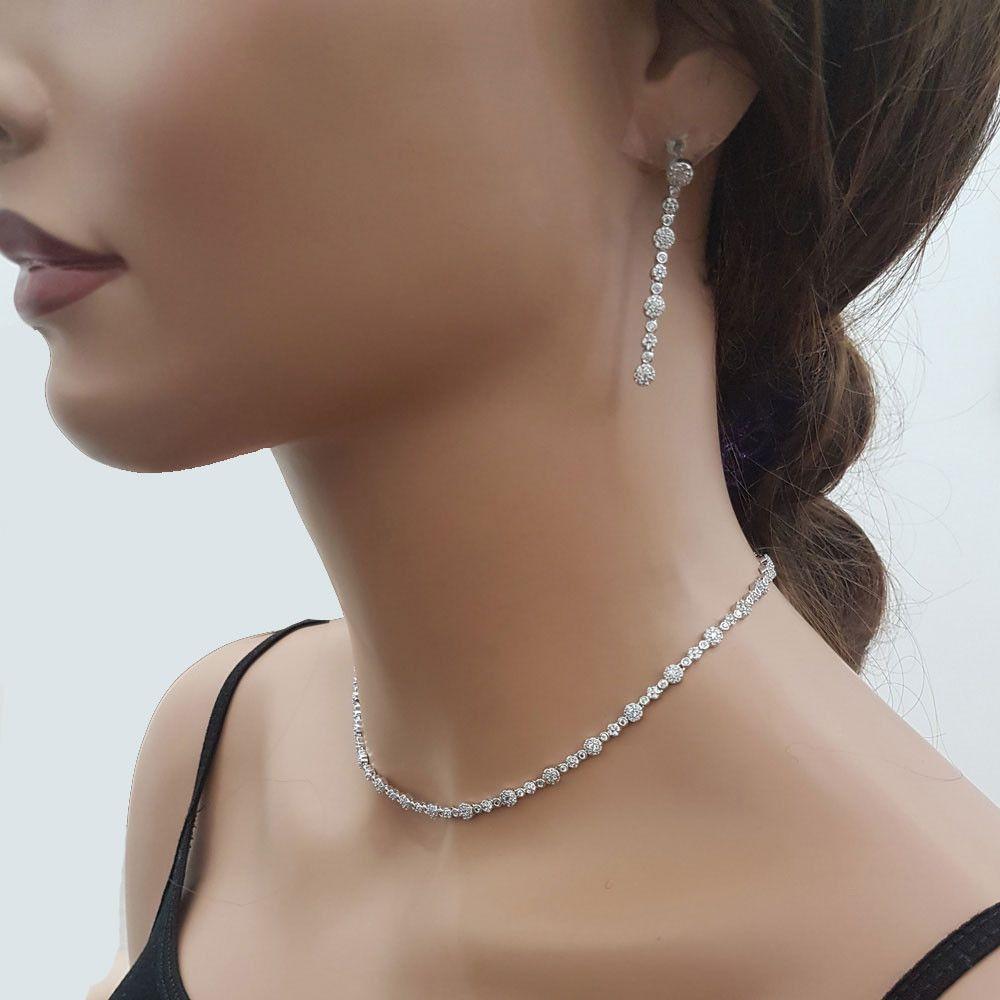 طقم زركون كوري قطعتين لون فضي  - Jewel