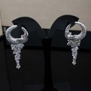 حلق ايلي زركون سهره حلق متوفر 2 لون فضي 