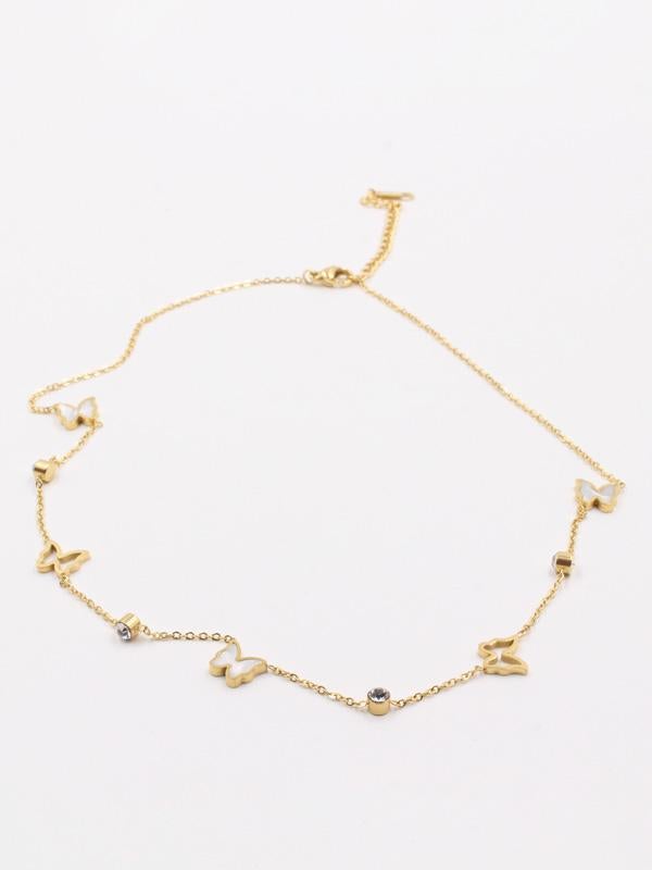 سلسال تشوكر فراشات ملون ابيض - Jewel