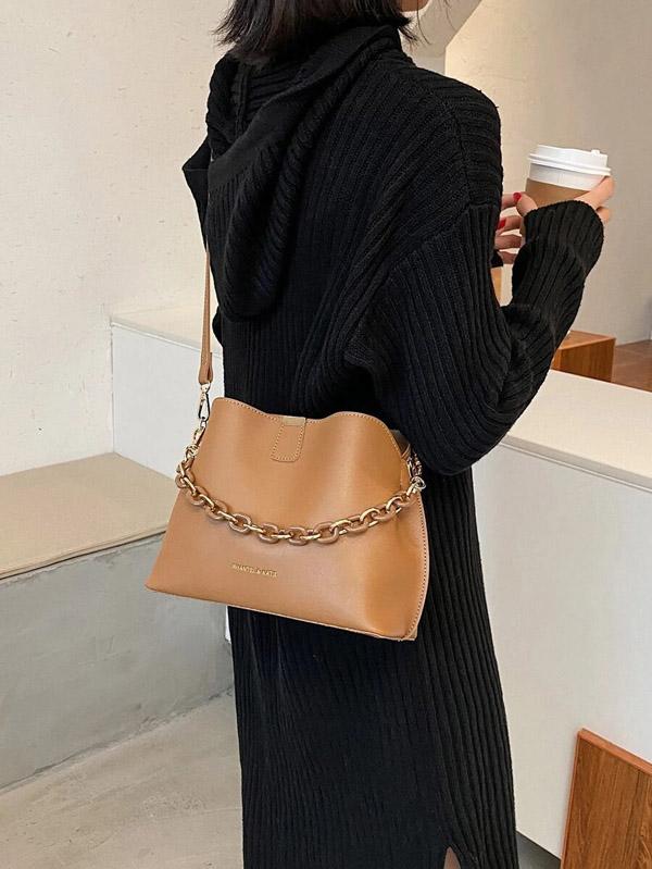 حقيبة كتف بسلسلة كاكي شنط وحقائب شنط  