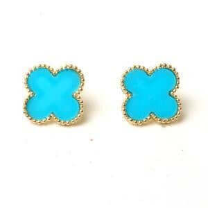 حلق ورده فان كليف حلق متوفر 6 لون تركواز ذهبي