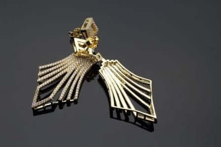 حلق روشن زركون حلق متوفر 2 لون ذهبي 