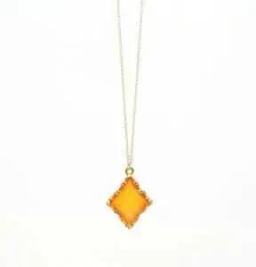 سلسال حجر ملون معين الشكل برتقالي ذهبي - Jewel