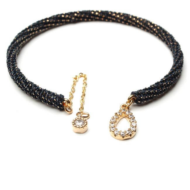 اسواره مبرومه بالسلسال المعدني دمعه اسواره متوفر 7 لون اسود 