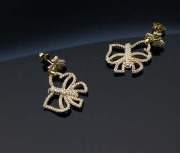 حلق روشن سهره زركون فيونكه حلق متوفر 2 لون ذهبي