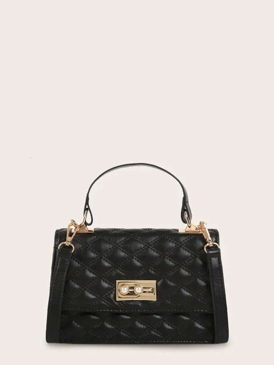 حقيبة كتف مبطنة مزينه باللؤلؤ شنط وحقائب شنط