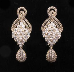 حلق روشن سهره زركون حلق متوفر 2 لون ذهبي