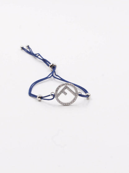 Fendi zirconia thread bracelet - أسوارة فندي خيط زركون اسواره Jewel كحلي فضي  