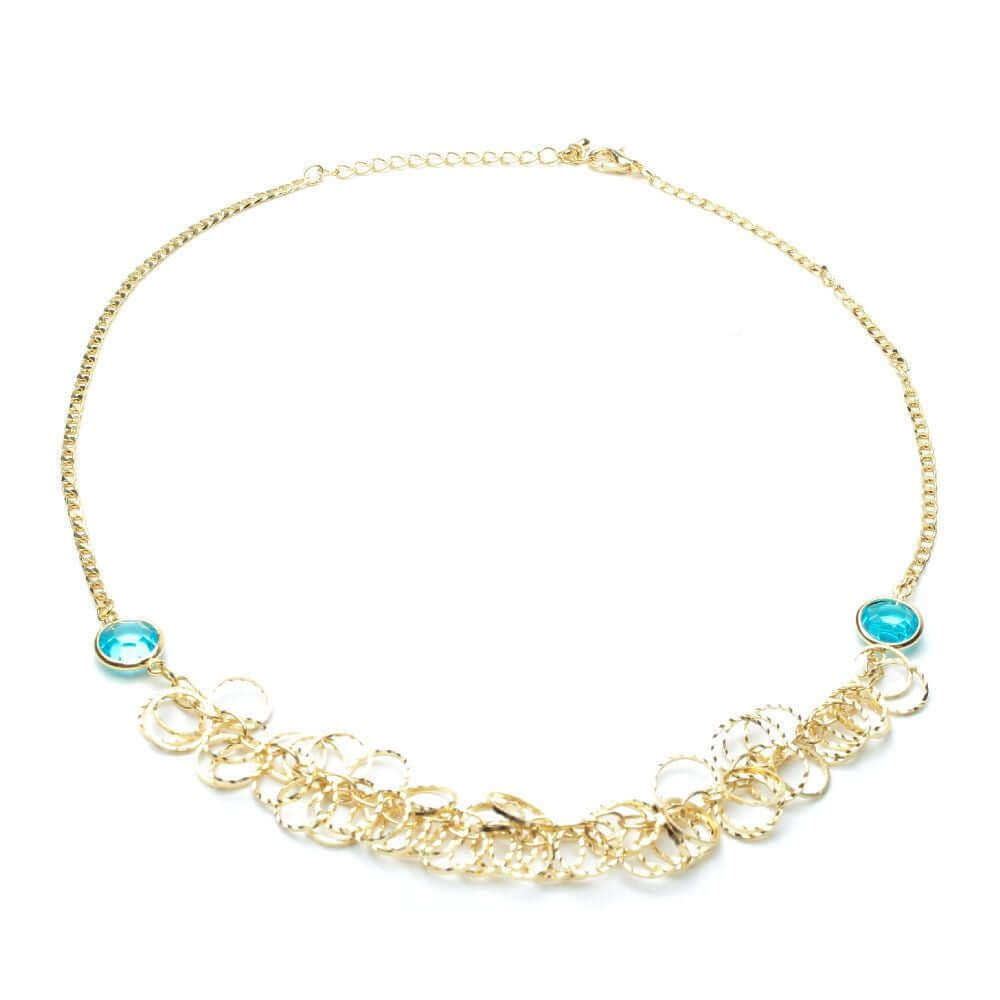 سلسال غجري بفصوص ملونه تركواز ذهبي - Jewel