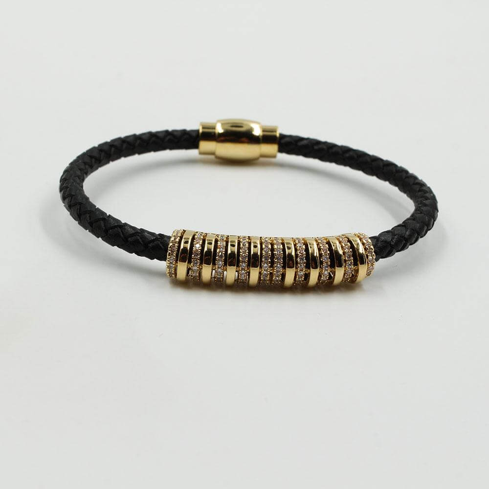 اسواره كوريه جلديه ملونه زركون اسواره متوفر 6 لون اسود