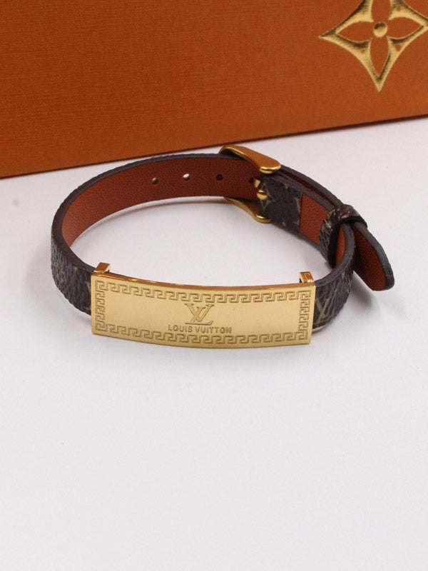 اساور لويس فيتون جلد براون ميتال لوقو اسواره louis vuitton