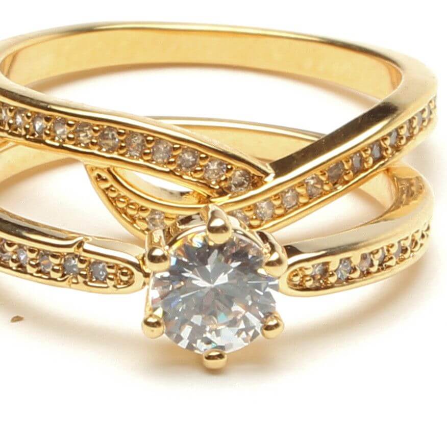 خواتم توينز زركون خواتم متوفر 2 لون ذهبي 6.5